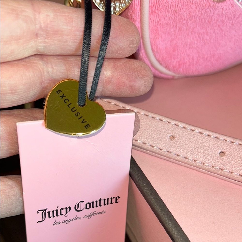 New! Juicy Couture Juicy Lovers Club crossbody bag in Pink w/sparkling crystals - Picture 9 of 15